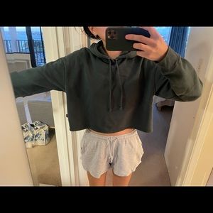 H&M Cropped Hoodie Forest Green